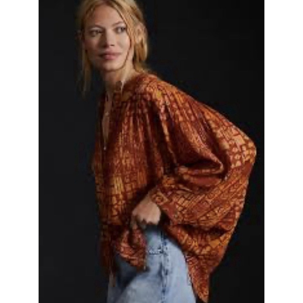Pilcro Anthropologie Sidney Batwing Blouse Sz XS Fairy Boho Oversized Sheer